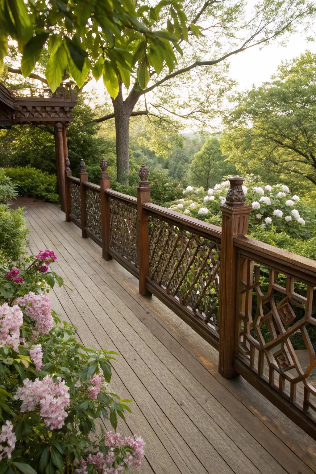 Exquisite woodwork detailing brings elegance and nature to your deck railing.