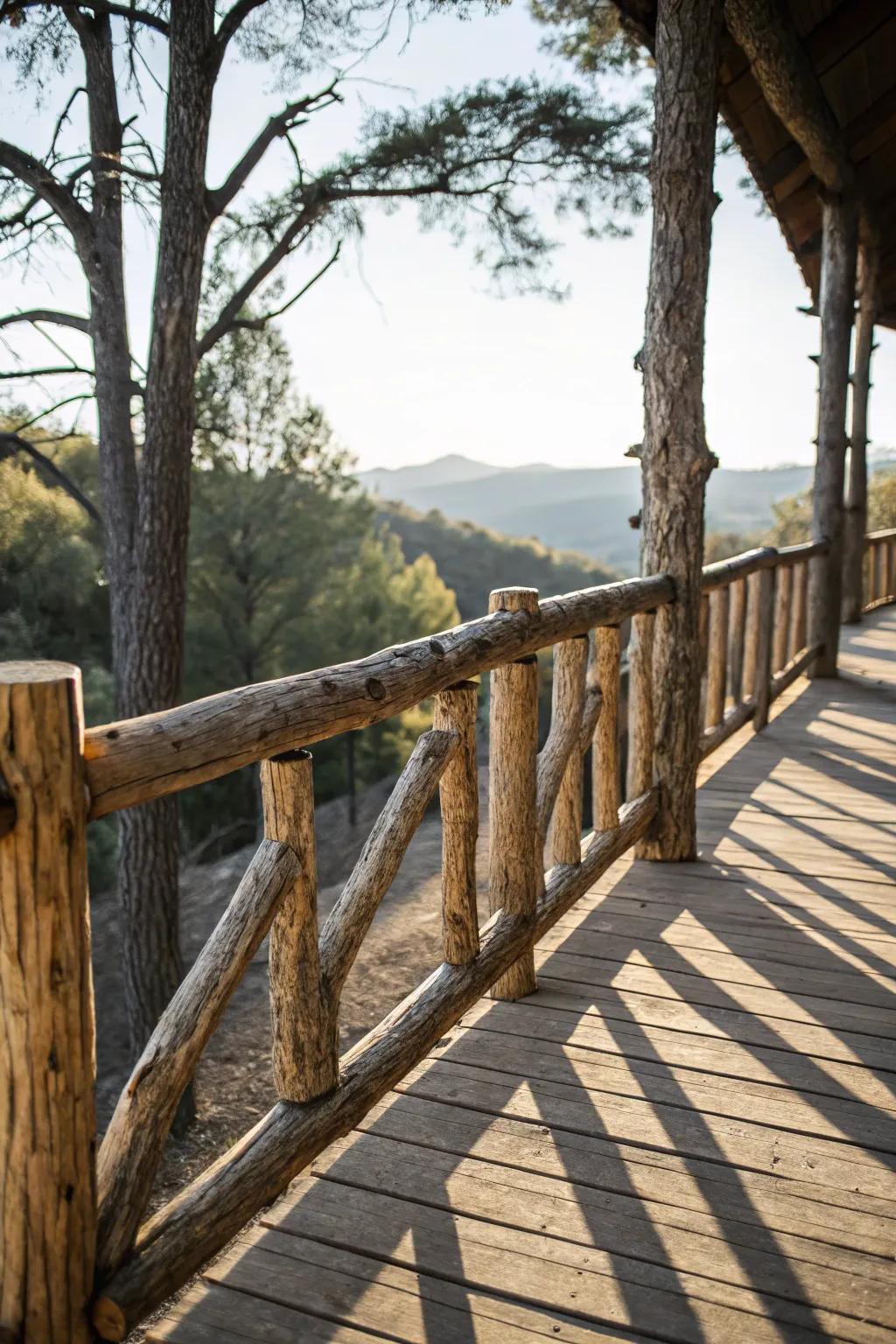 Natural materials bring rustic charm to any deck setting.