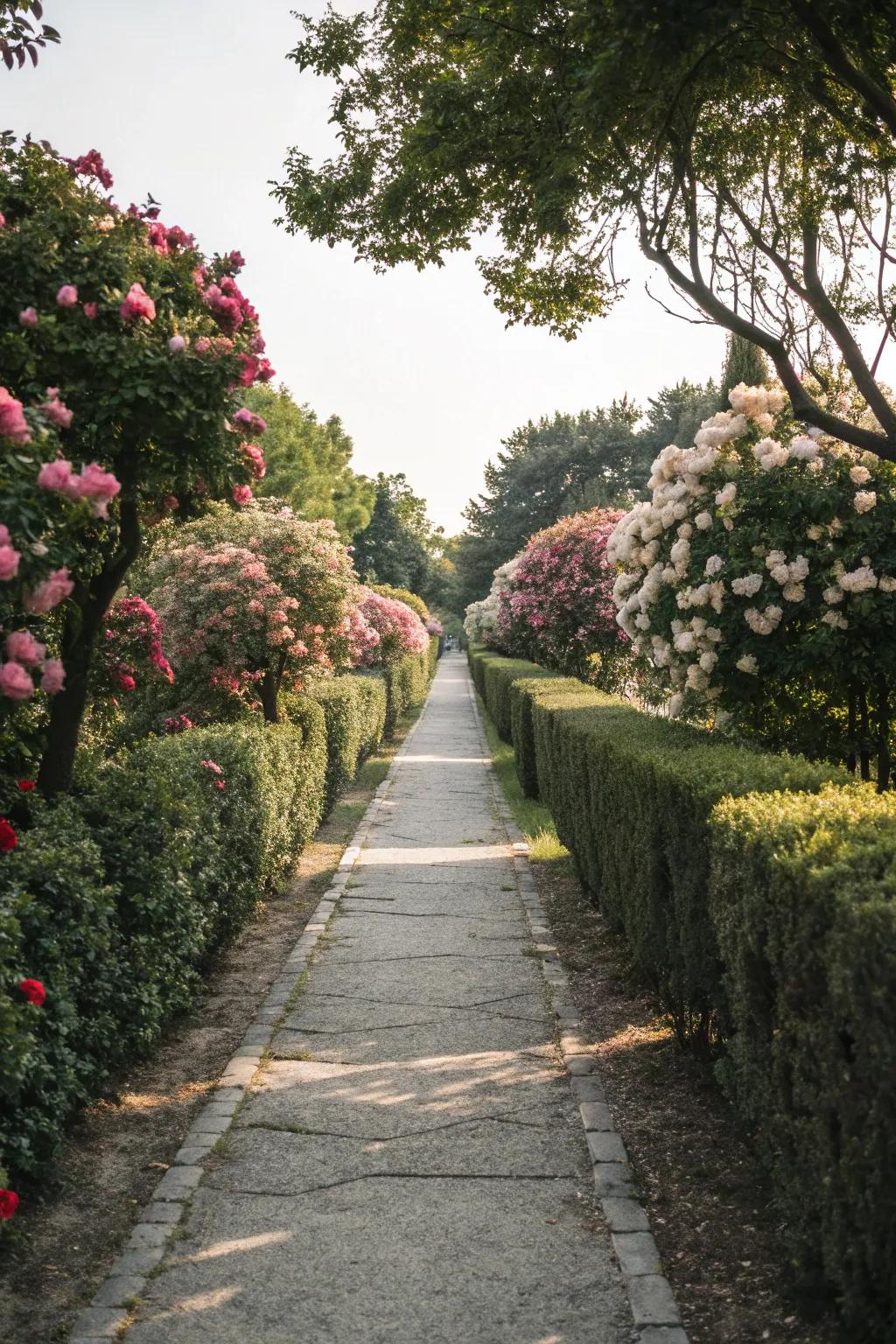 Pathway borders enhancing symmetry and direction.
