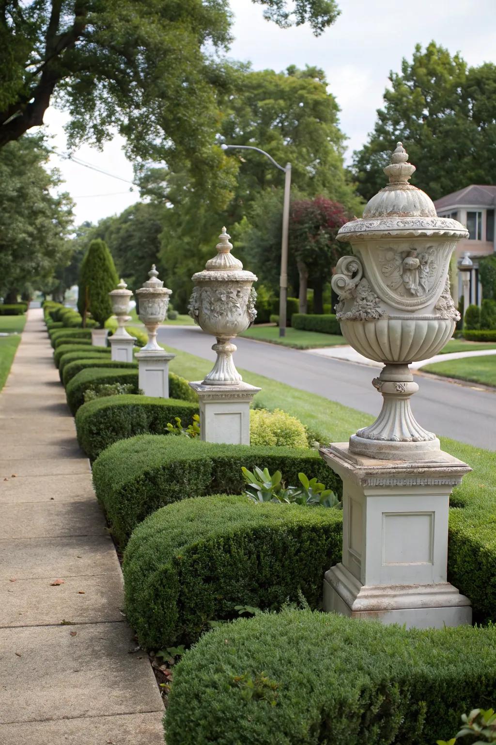 Decorative sculptures adding flair and symmetry.