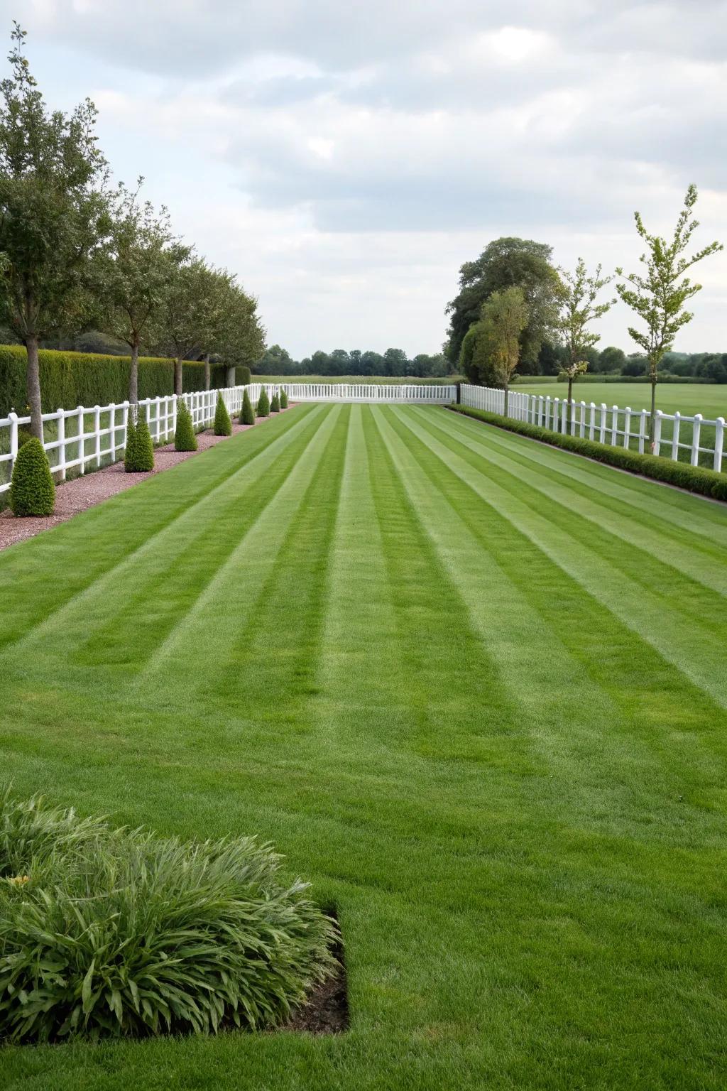 A symmetrical lawn providing a pristine foundation.