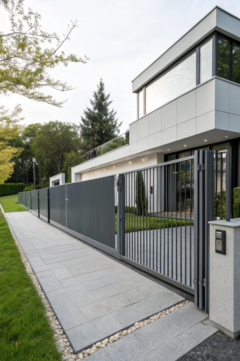 A sliding gate is a practical and stylish solution for limited spaces.