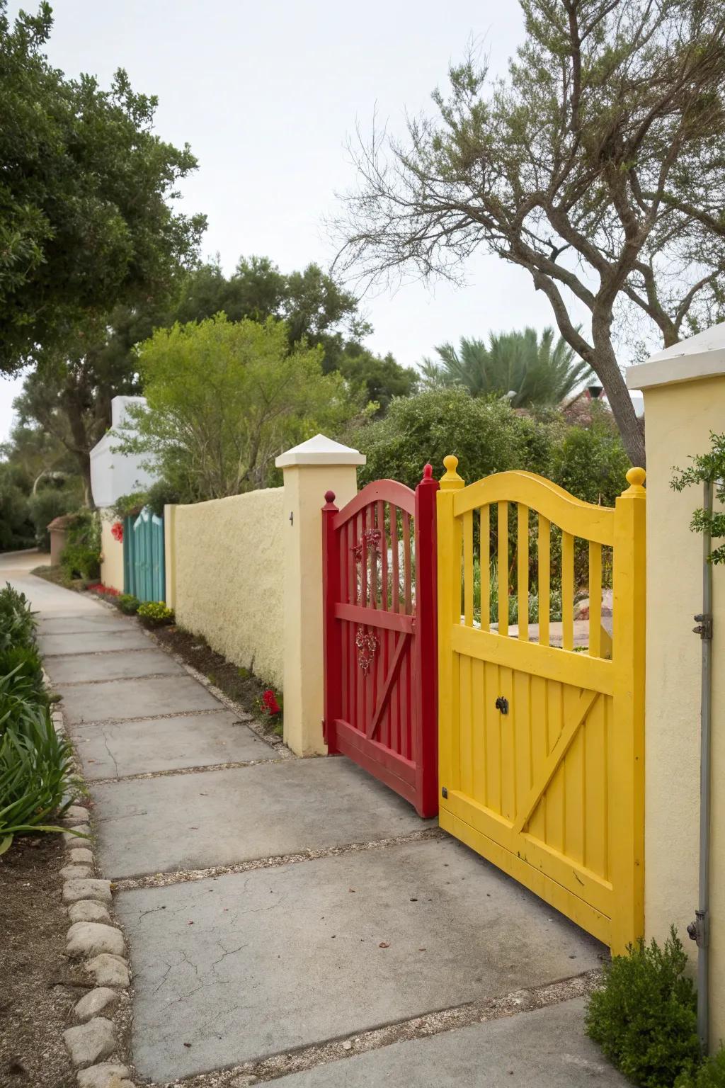 A colorful gate can be a bold statement piece for your property.