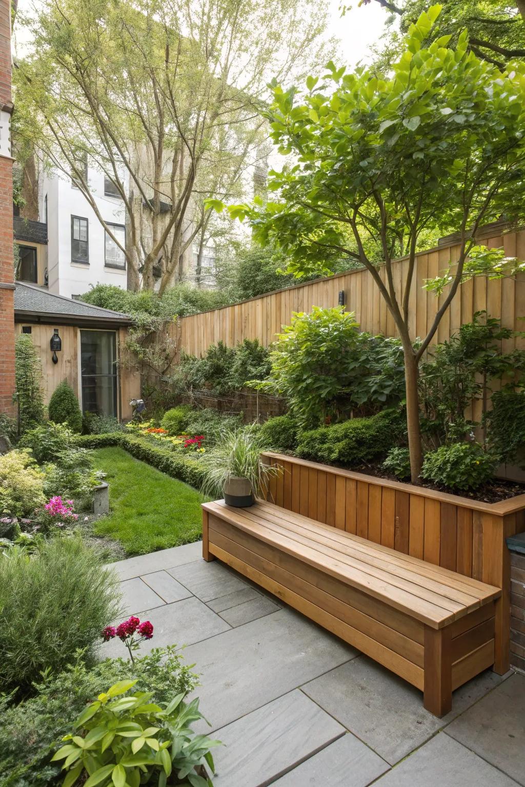 Multi-functional furniture that helps keep the backyard tidy and organized