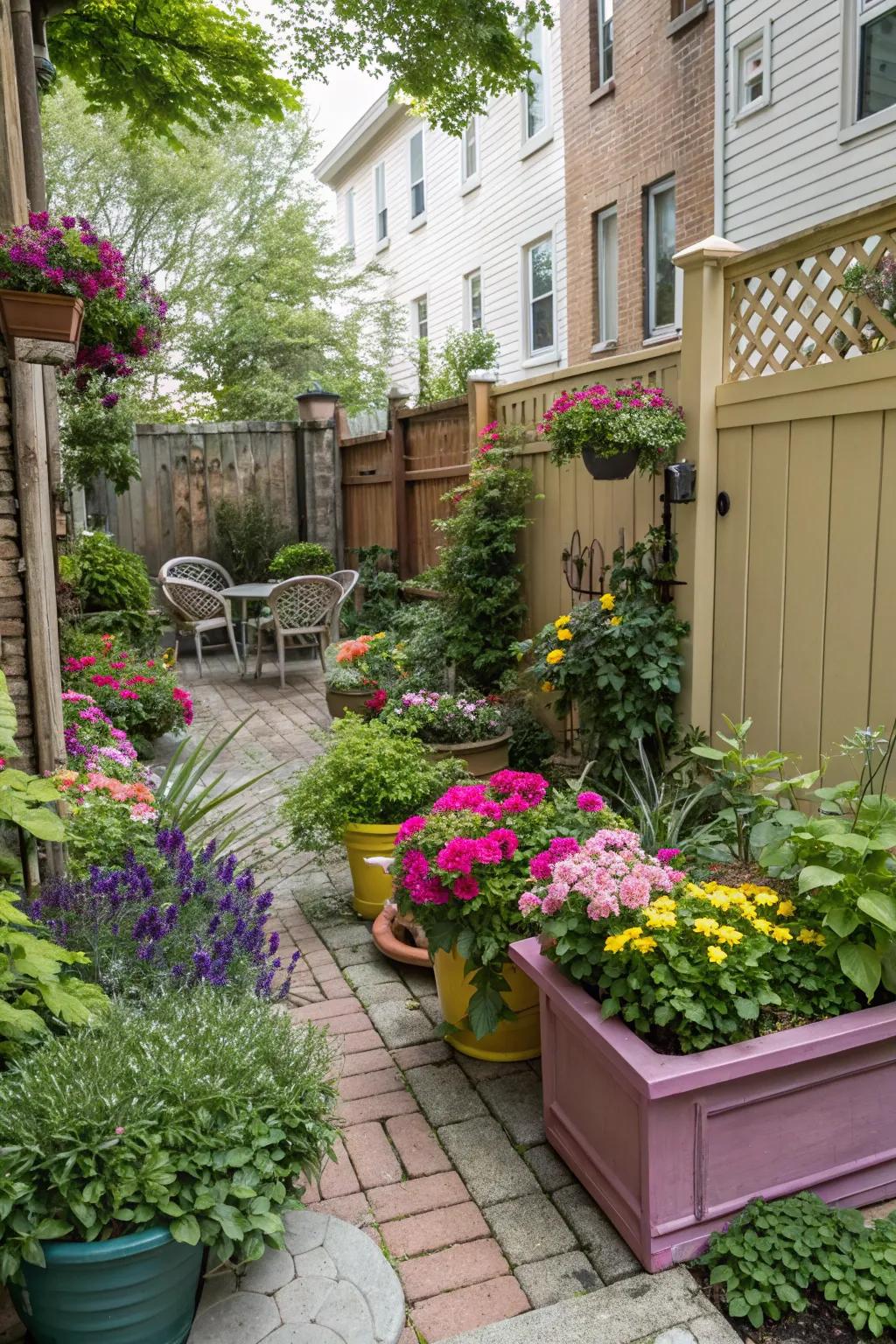 Colorful planters that add vibrancy and charm to the backyard