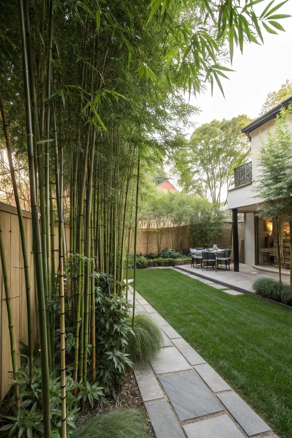 Tall plants provide privacy and a touch of nature