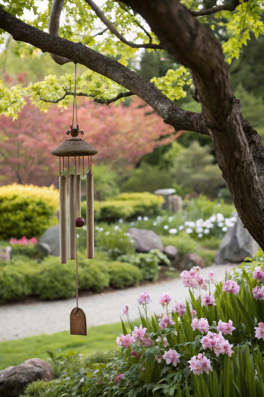 Wind chimes bring a melodic touch to your outdoor space.