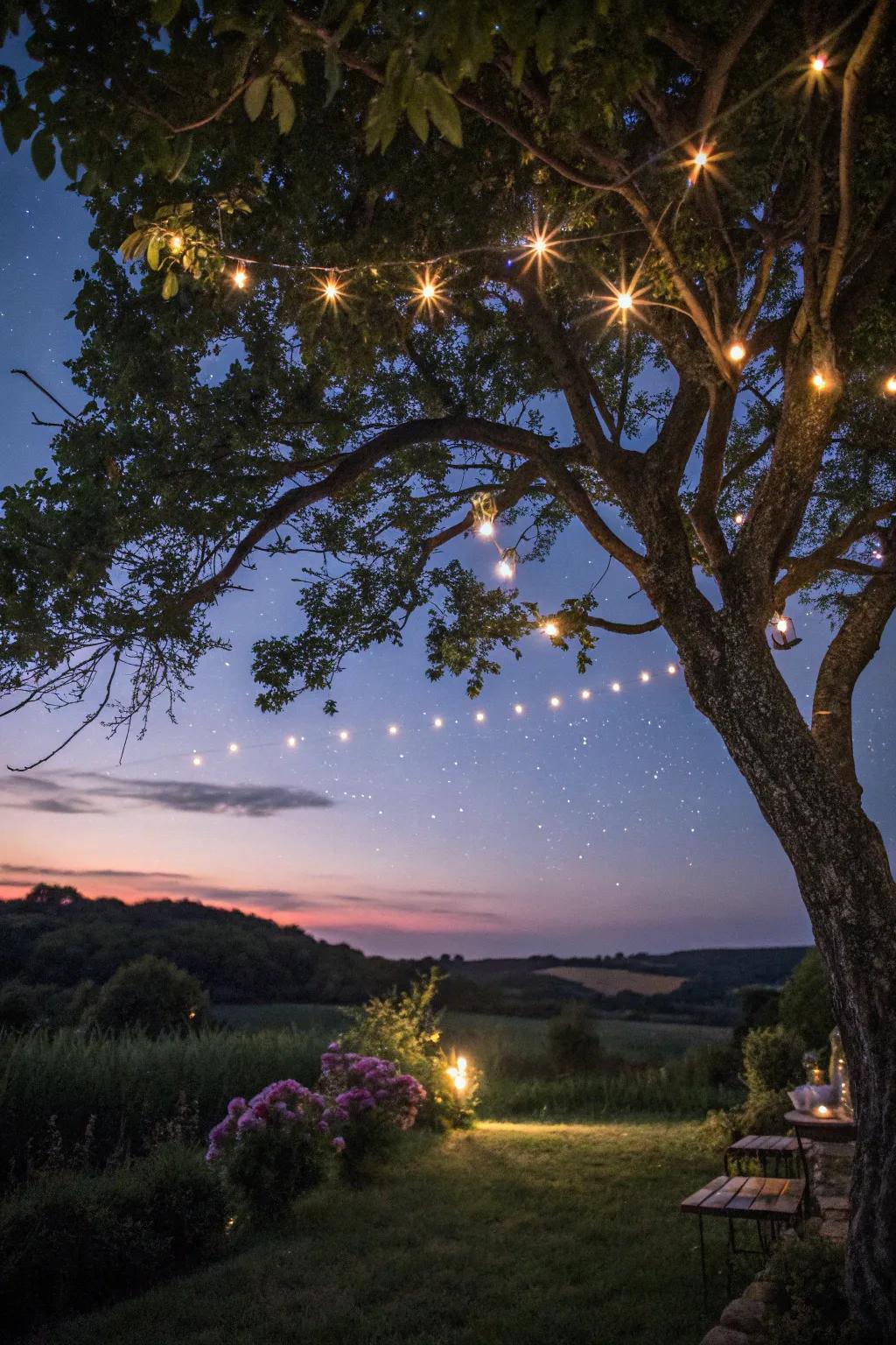 Fairy lights add a magical ambiance to your garden.