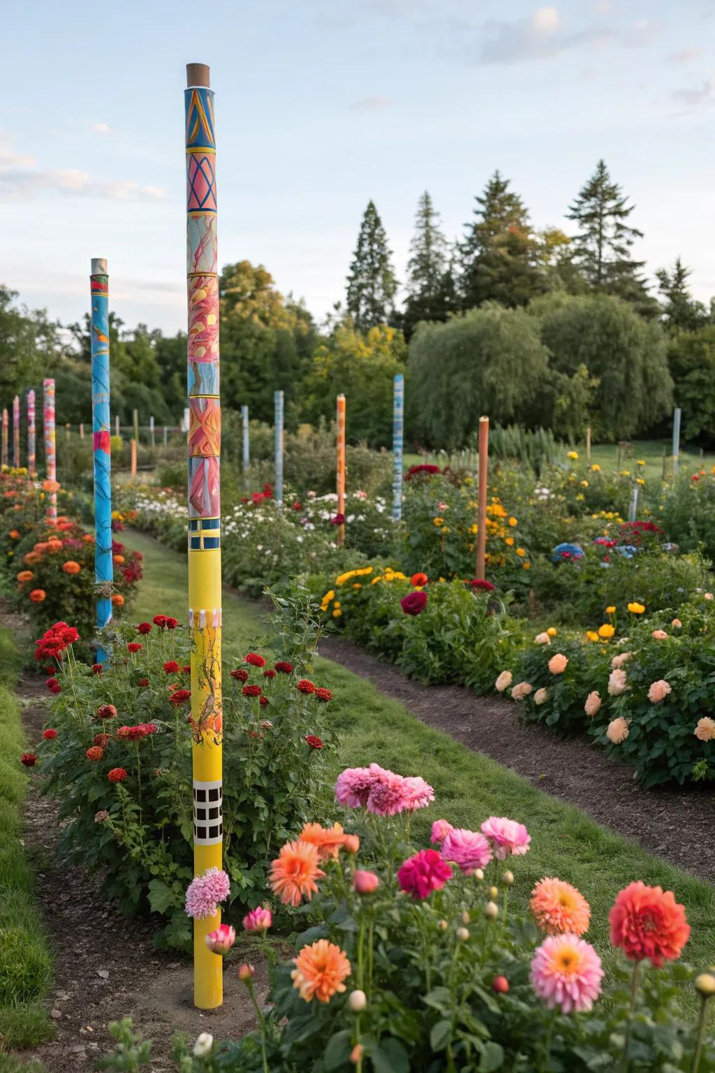 Art poles bring vibrant creativity to your garden.
