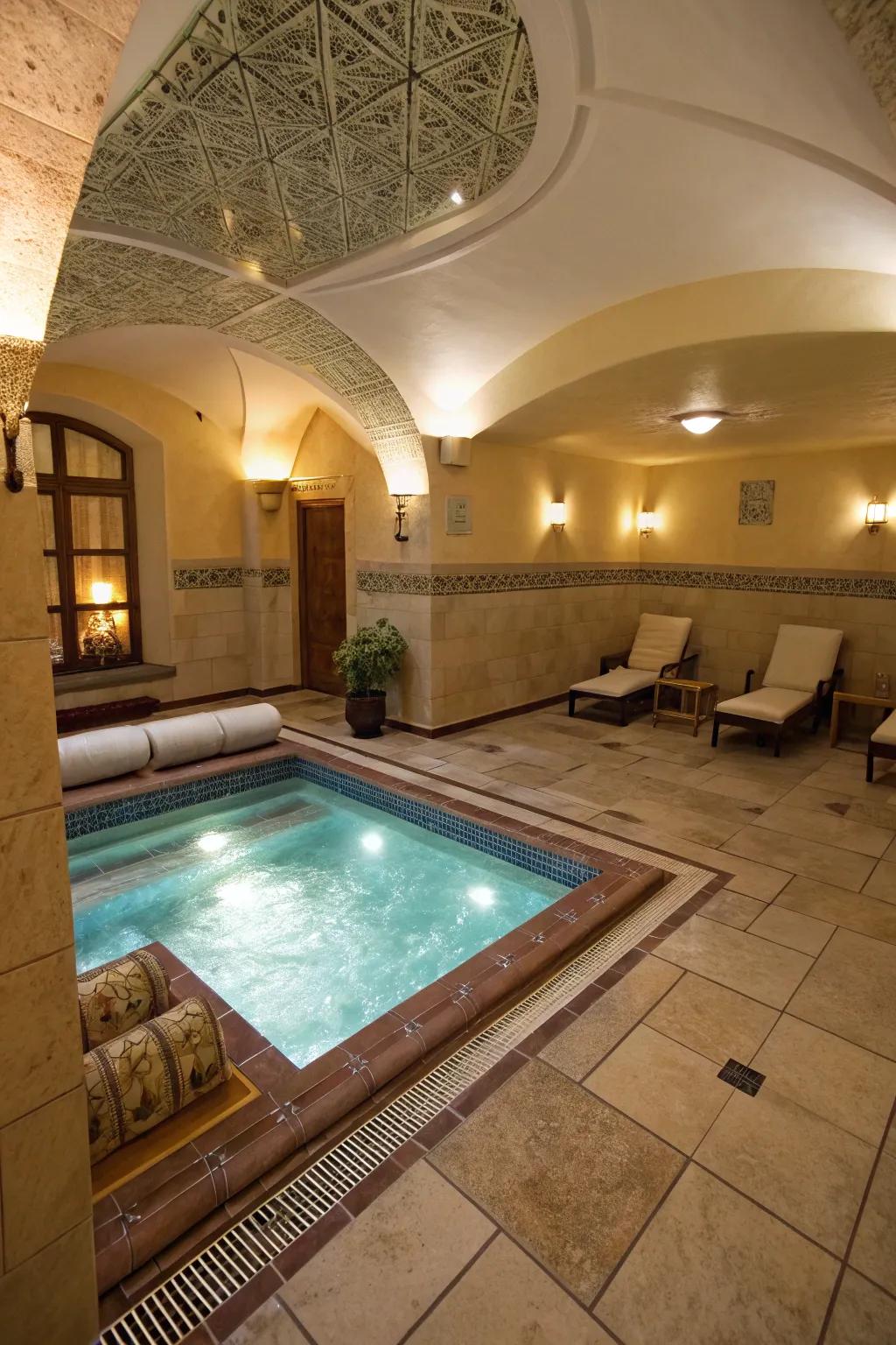 A cold plunge pool adds invigorating contrast therapy.