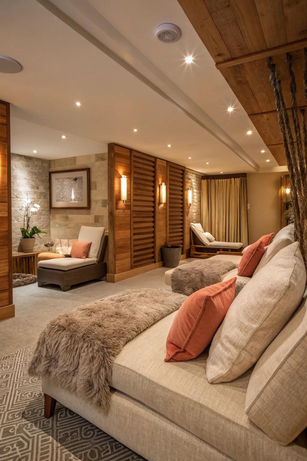 A cozy lounge area is essential for ultimate relaxation.