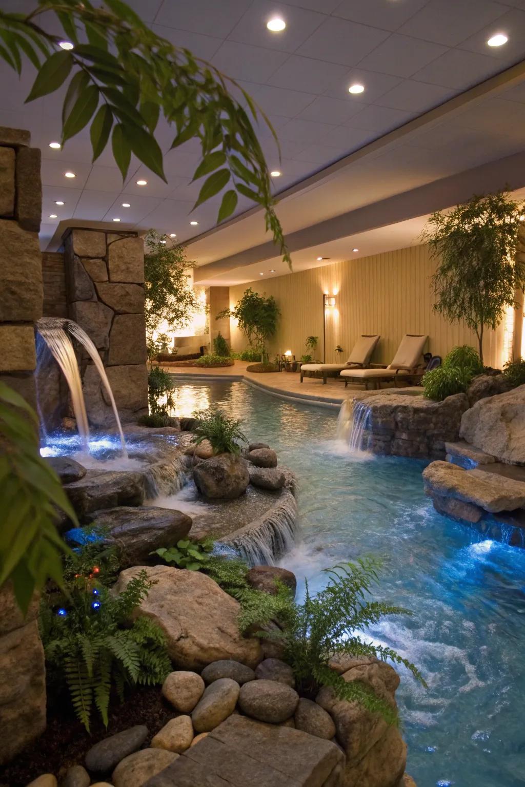 Water features add a soothing soundscape to your spa.