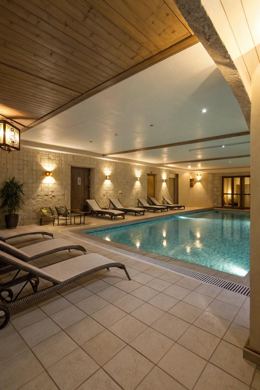 An indoor pool transforms your basement into a luxurious oasis.