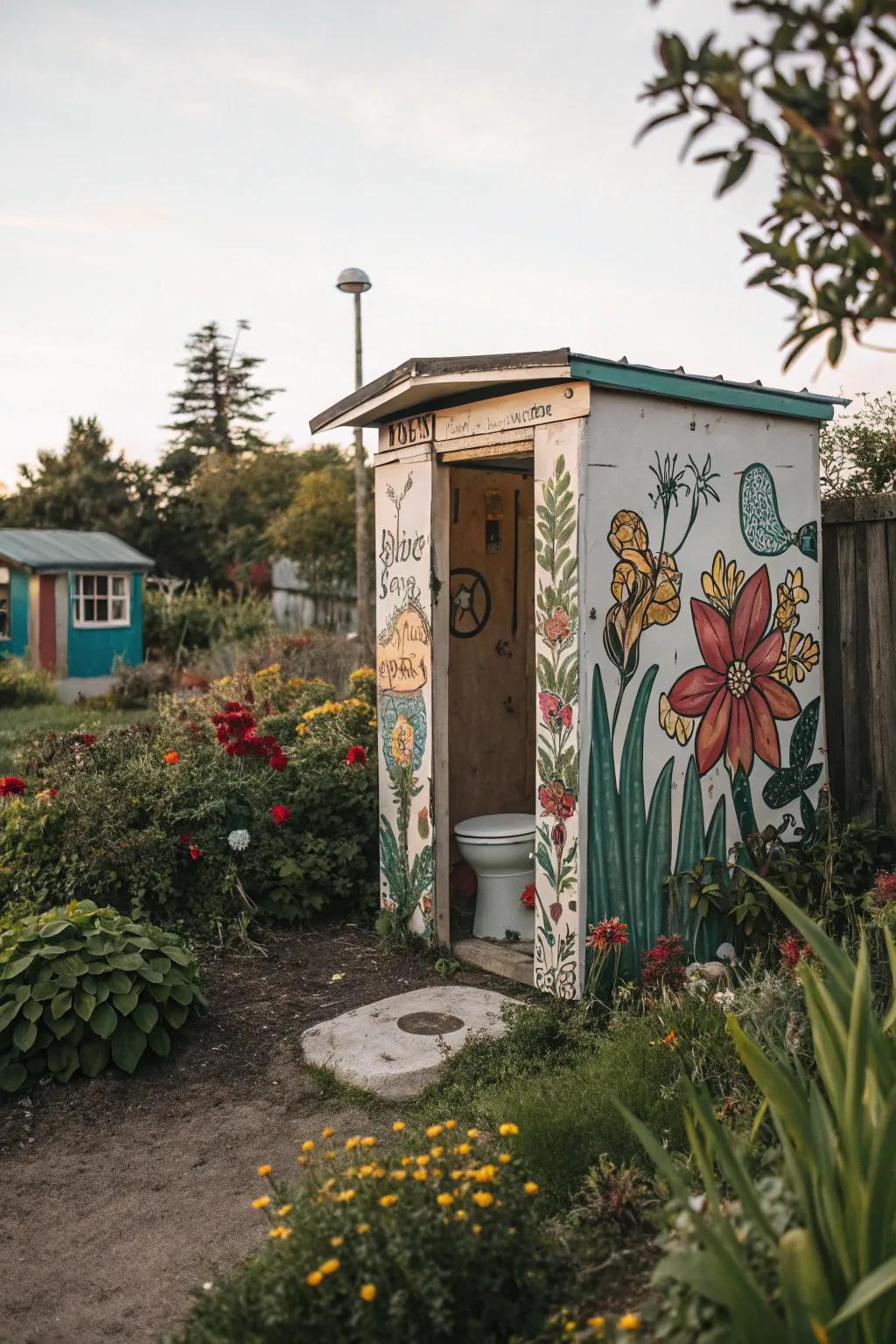 Artistic expression in outdoor toilet design