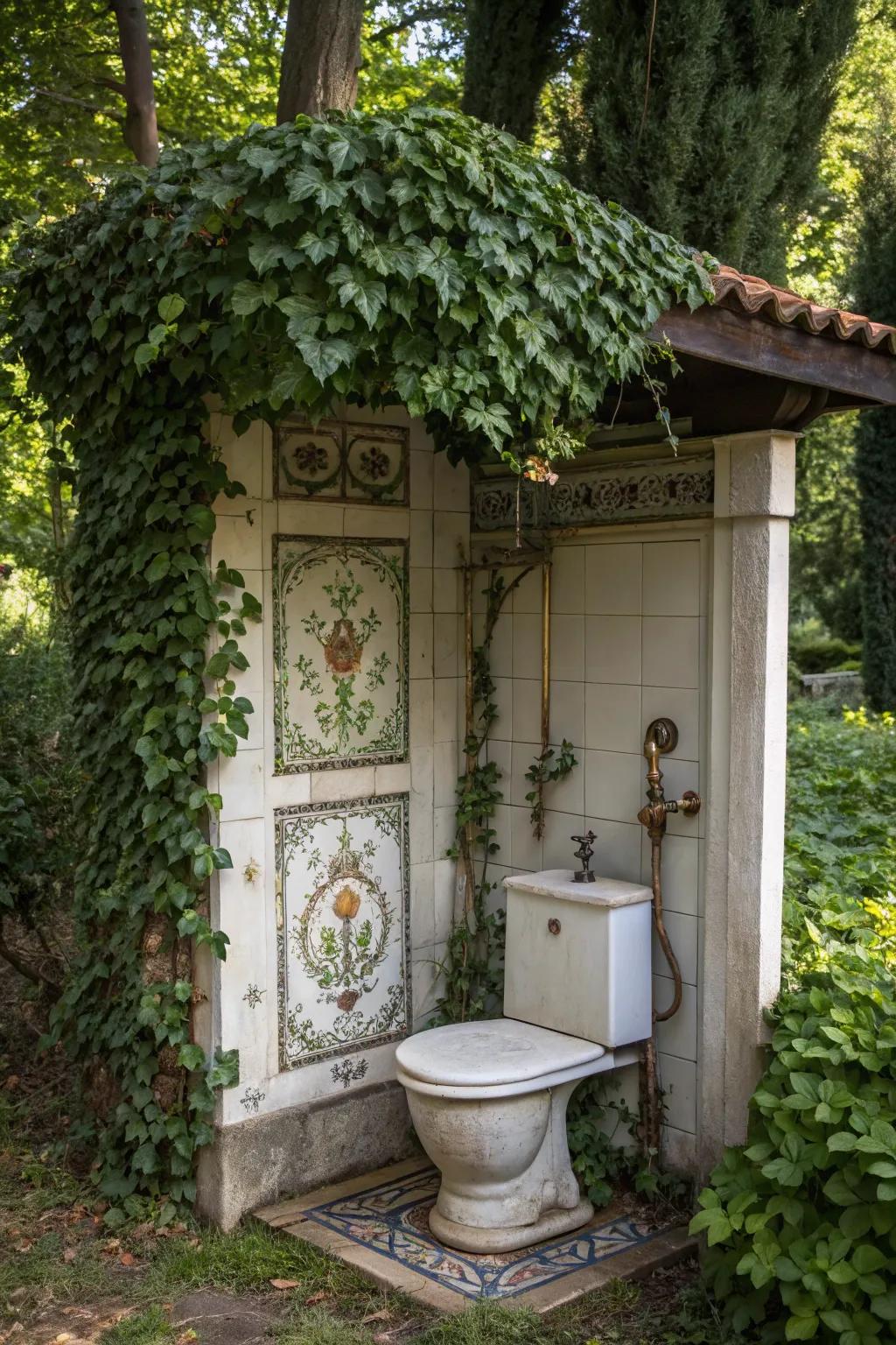 Vintage charm in outdoor toilet design