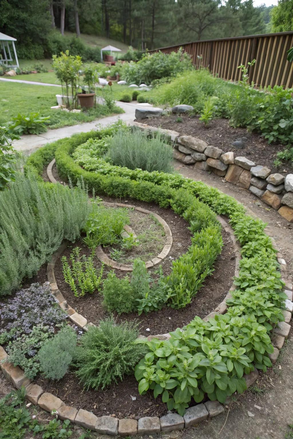 An herb spiral adds beauty and aroma to any garden.