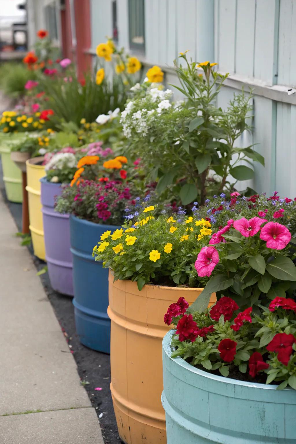 Container gardens provide vibrant, flexible planting solutions.