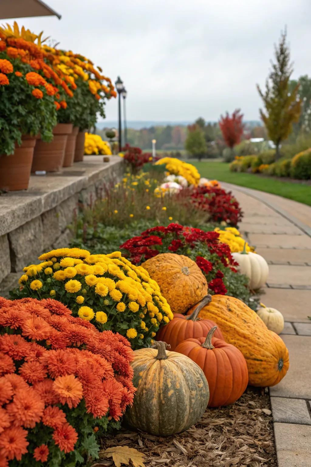 Add unique gourds for a playful touch.