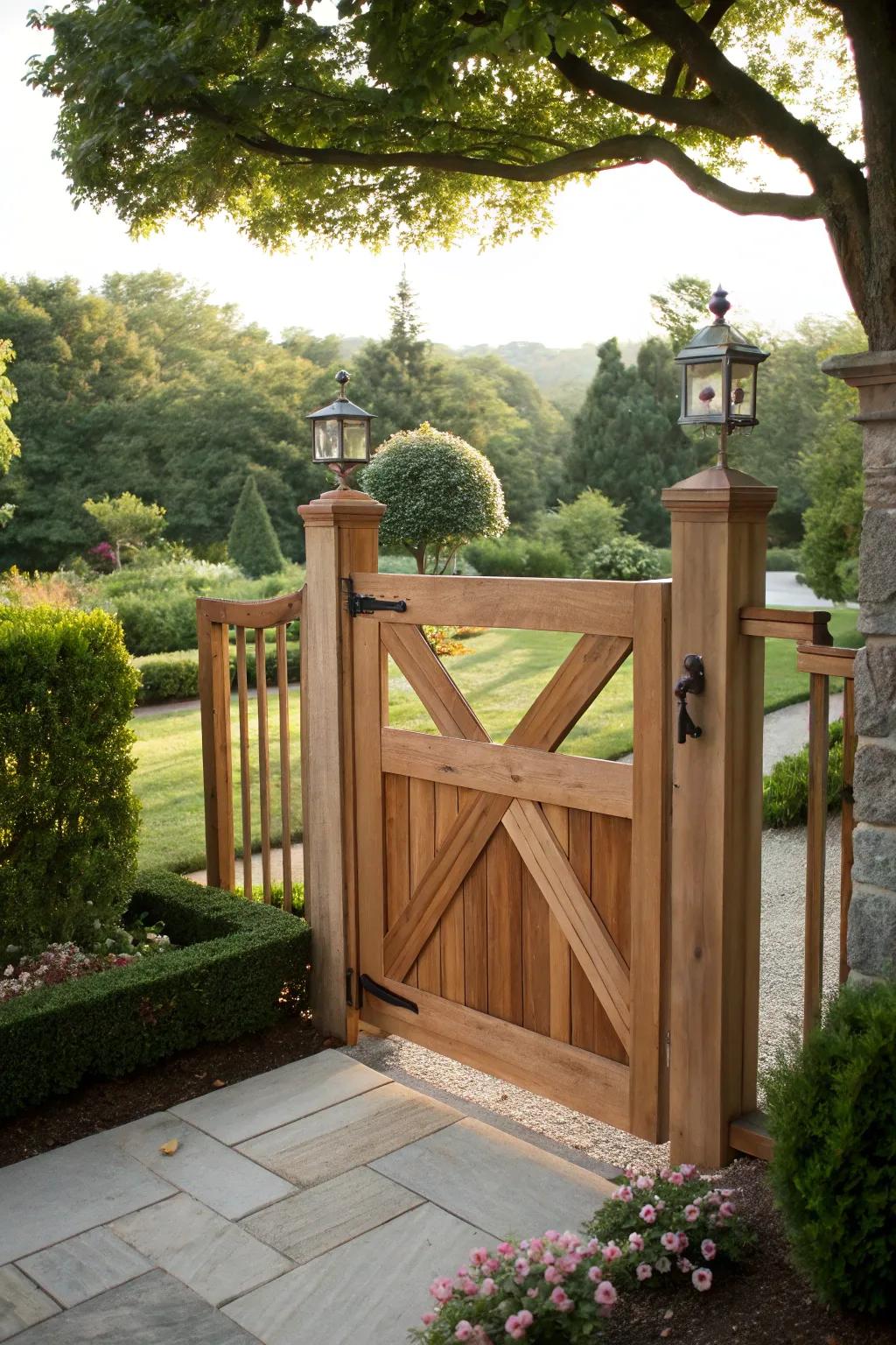 Cross-bracing adds both style and strength to gates.
