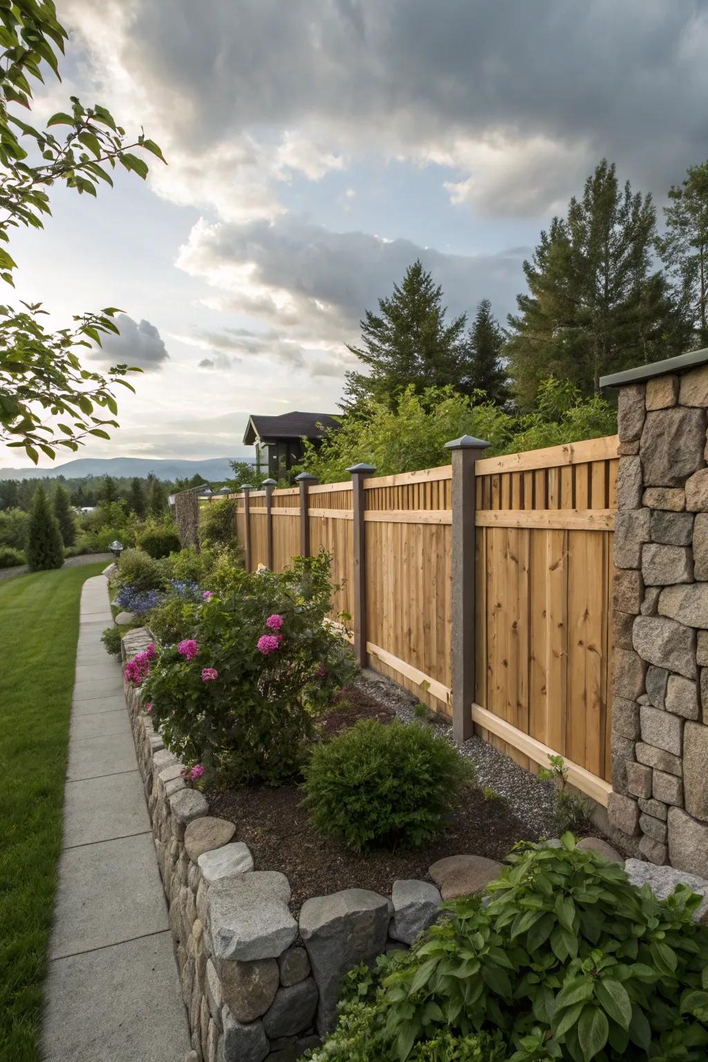 Stone and timber: a perfect blend of strength and beauty.