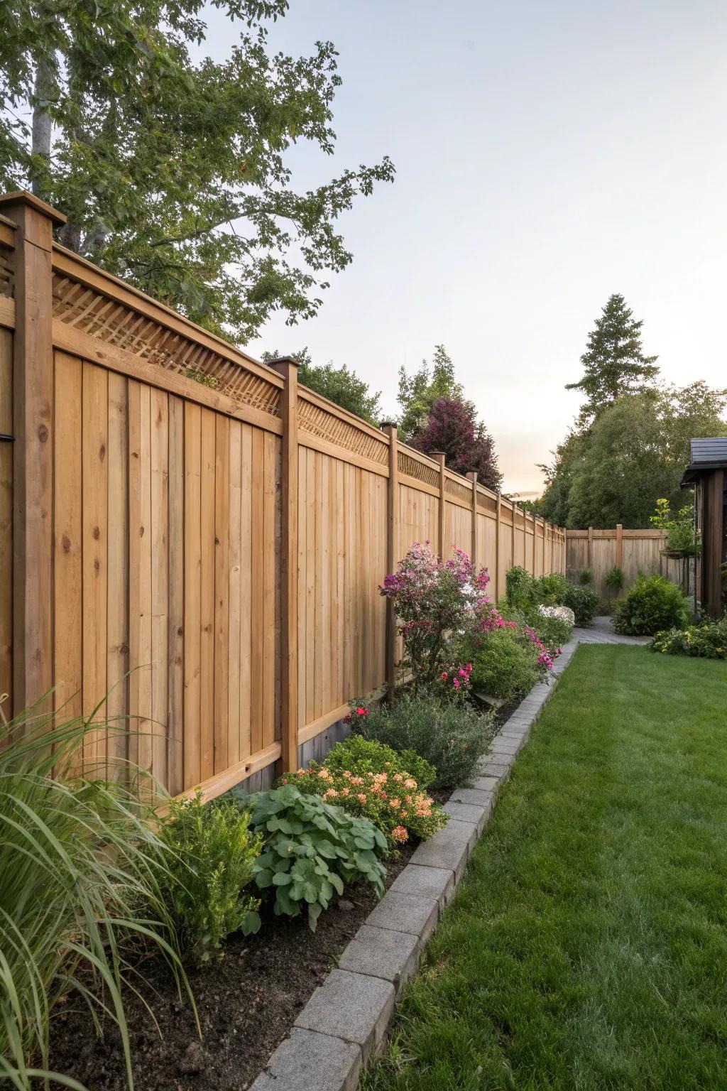 Tall wooden panels create a secluded oasis in your backyard.