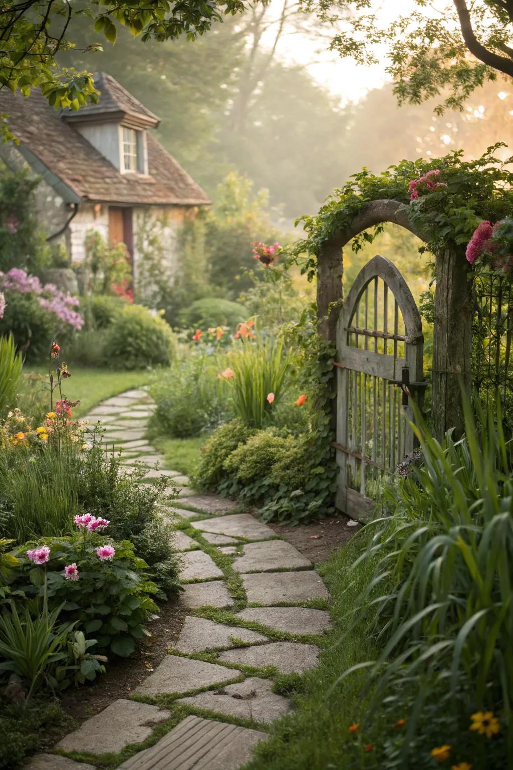 A winding stone pathway adds charm to your garden.