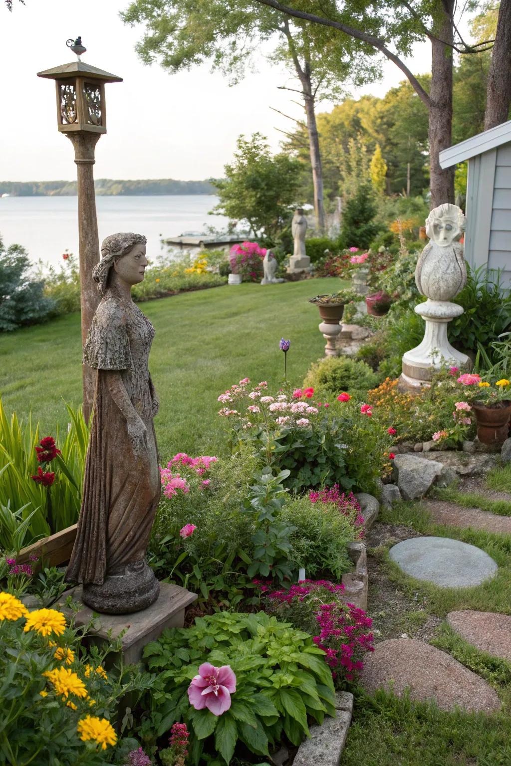 Artistic sculptures add personality to your garden.