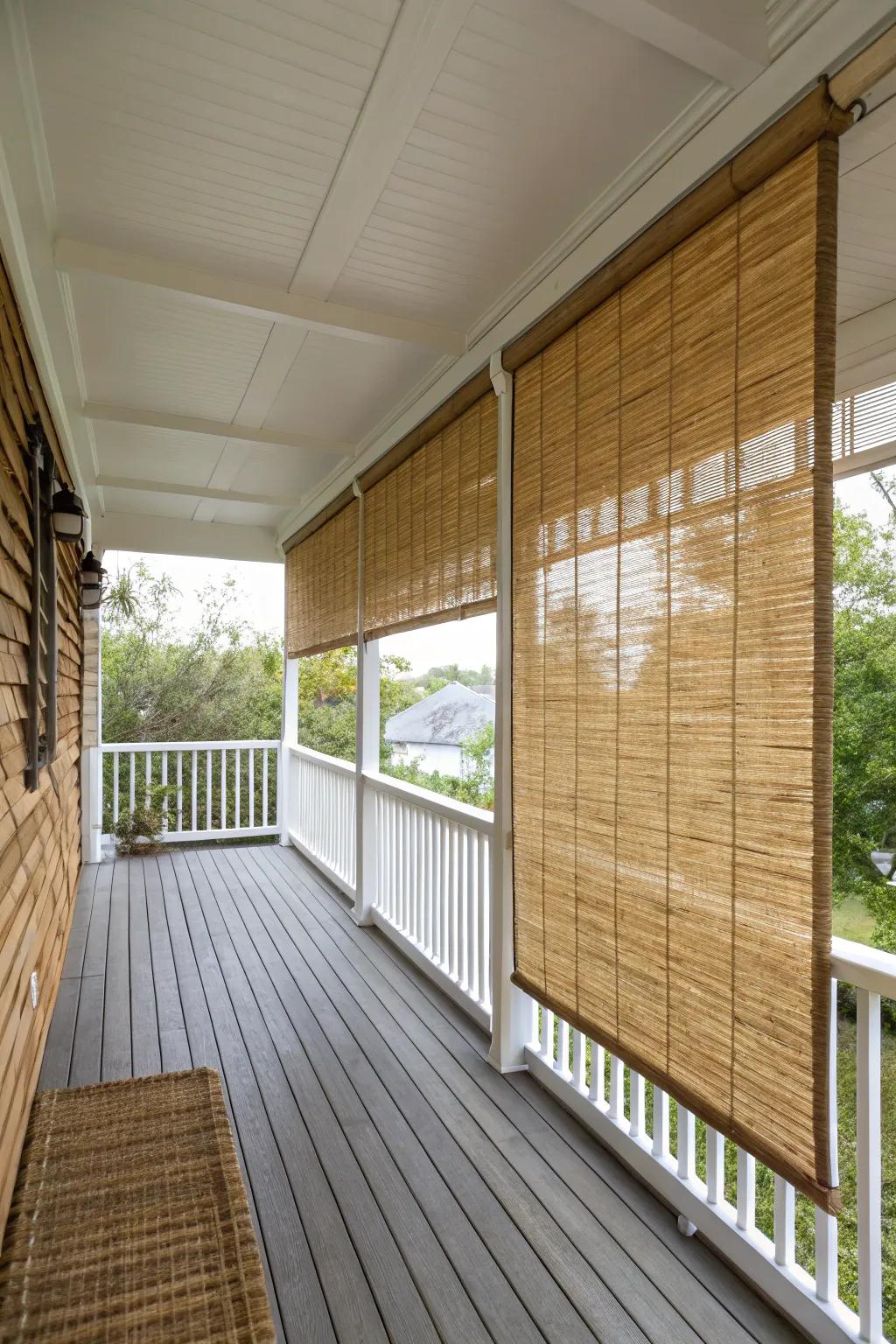 Bamboo accents add natural texture and privacy.