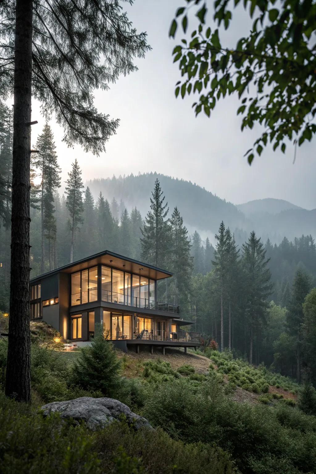 A home that finds solace among the trees.