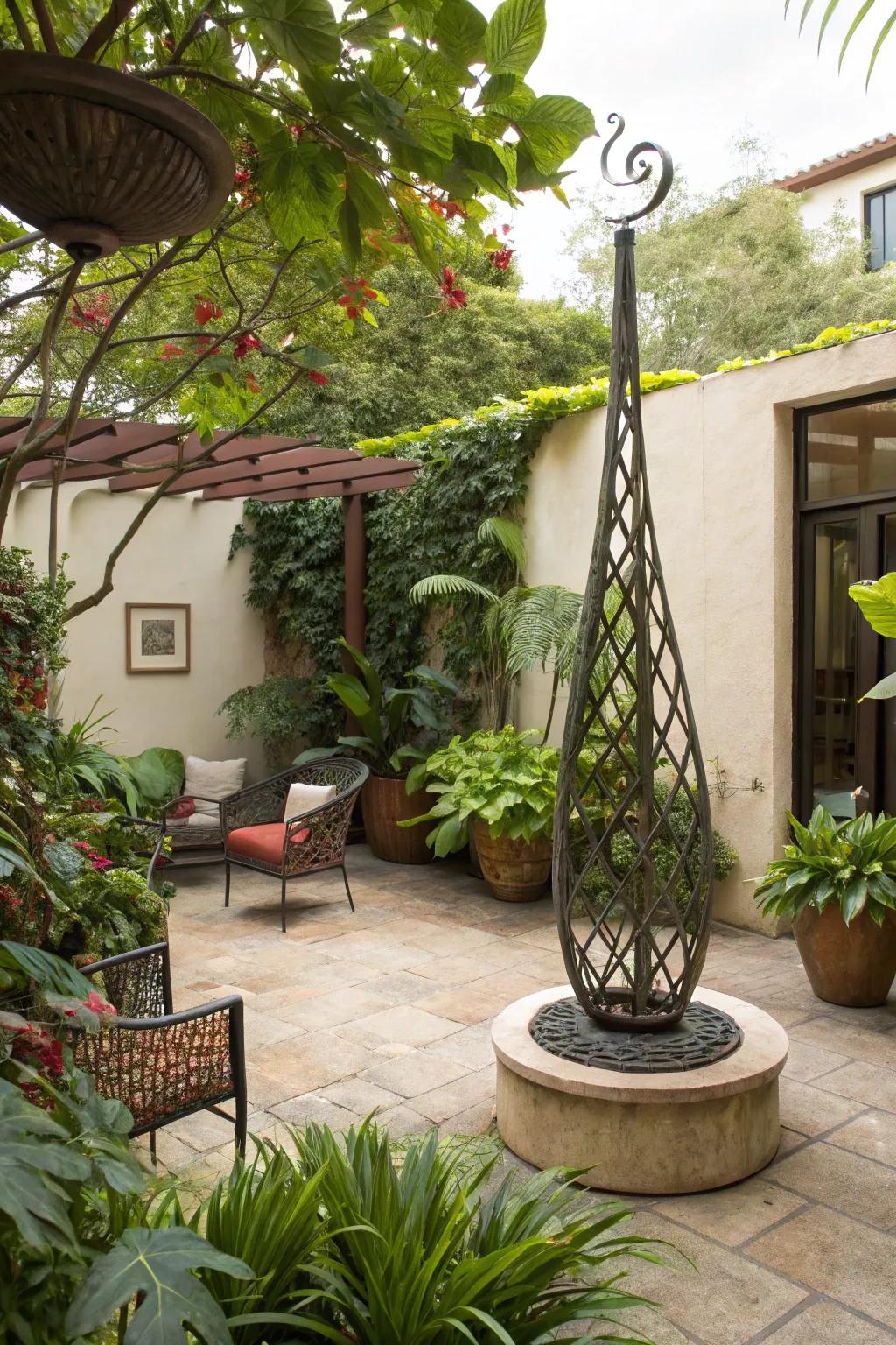 Outdoor art that adds sophistication to the patio.