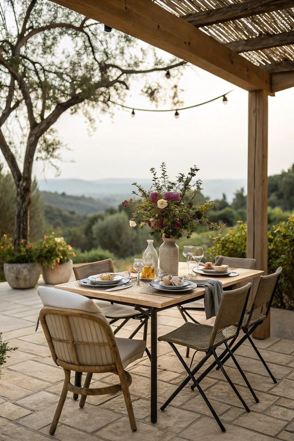 A dining nook perfect for outdoor meals on the patio.