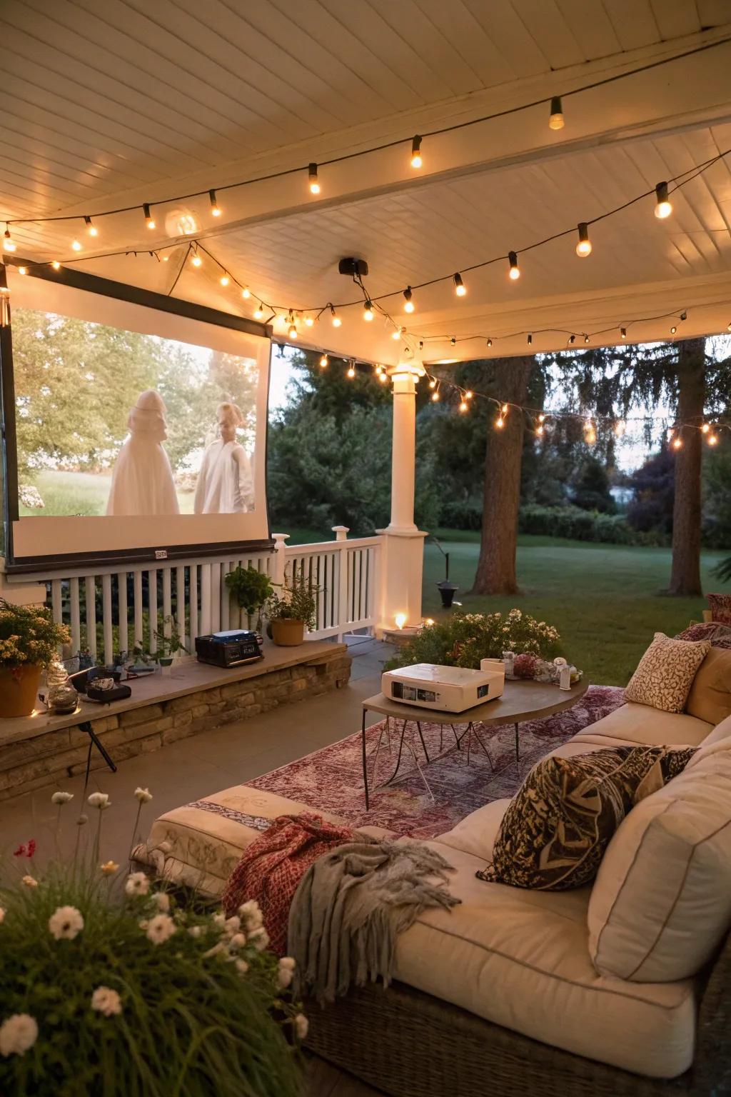 Outdoor cinemas offer a unique entertainment experience on verandahs.
