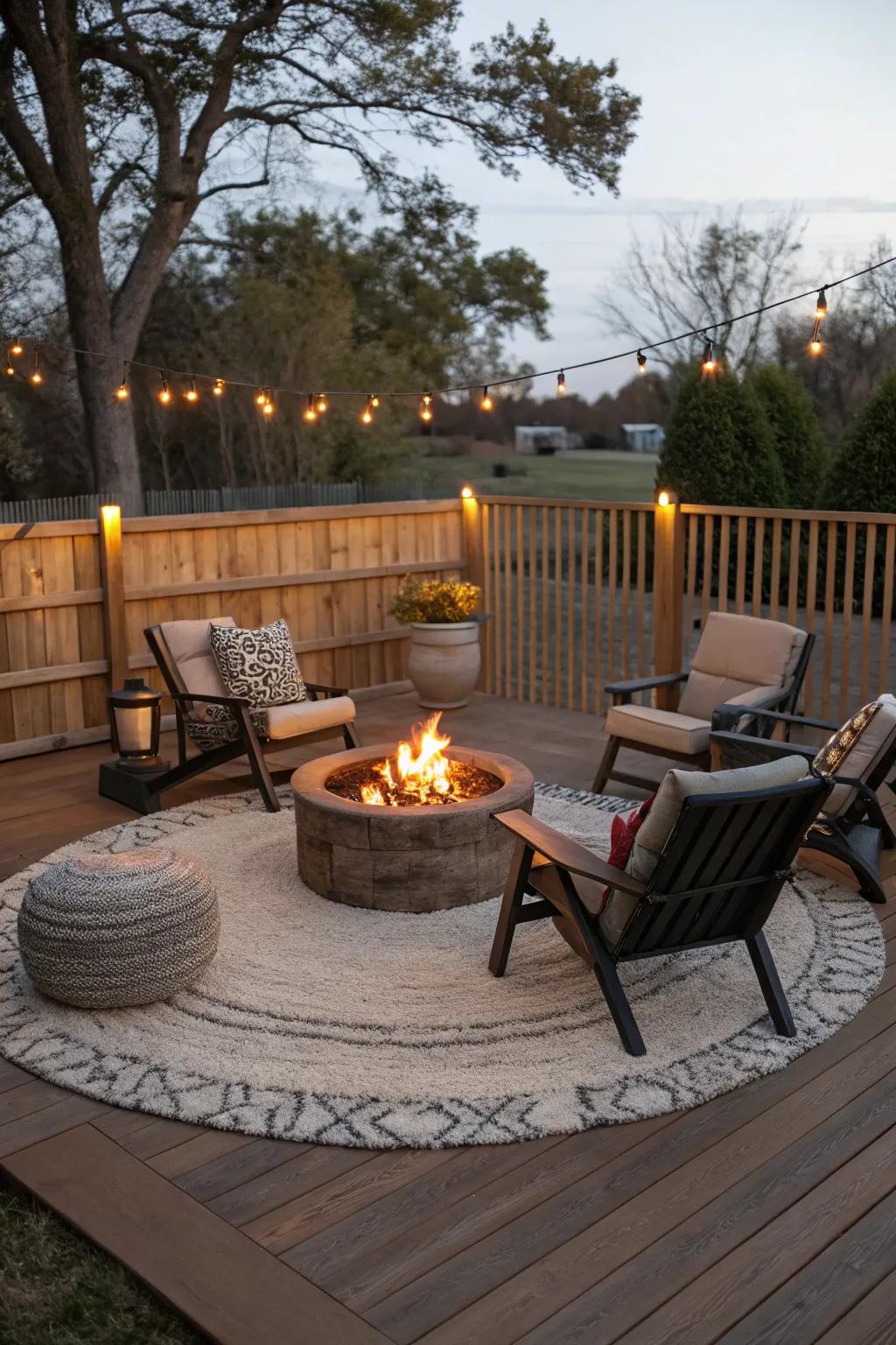 Enhance your deck with the cozy charm of a fire pit.