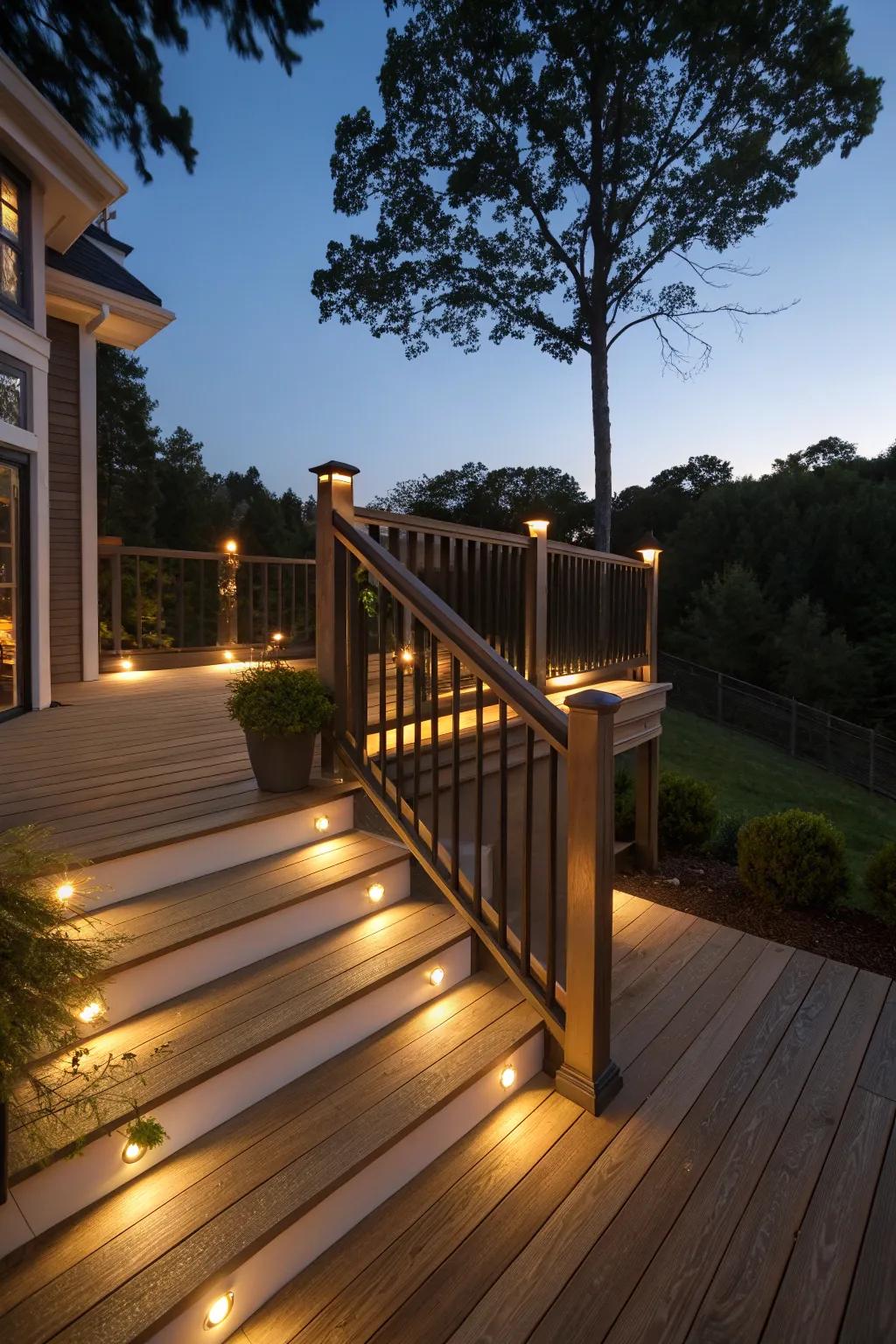 Set the mood with beautifully integrated deck lighting.