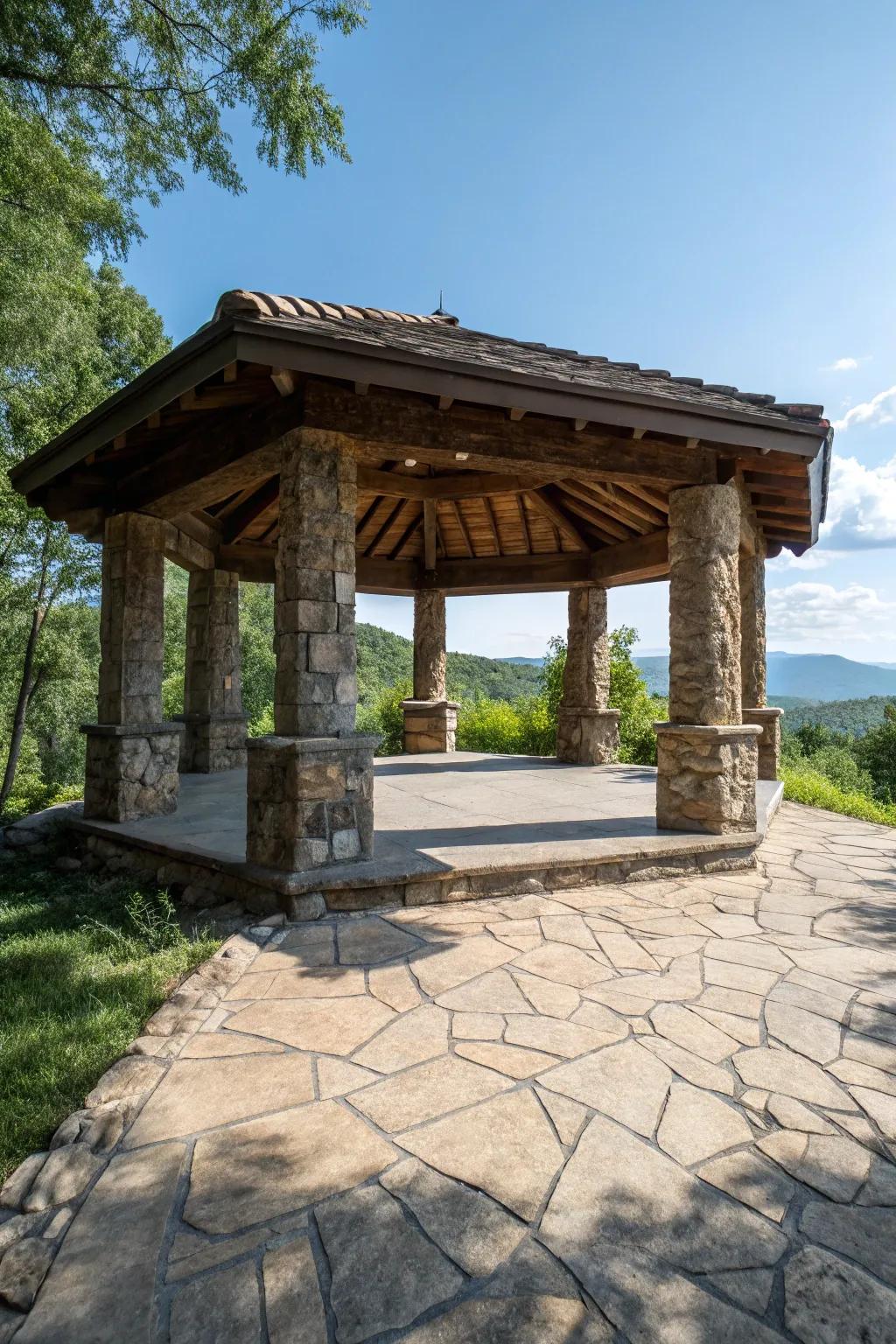 Stone elements provide a timeless and sturdy foundation.