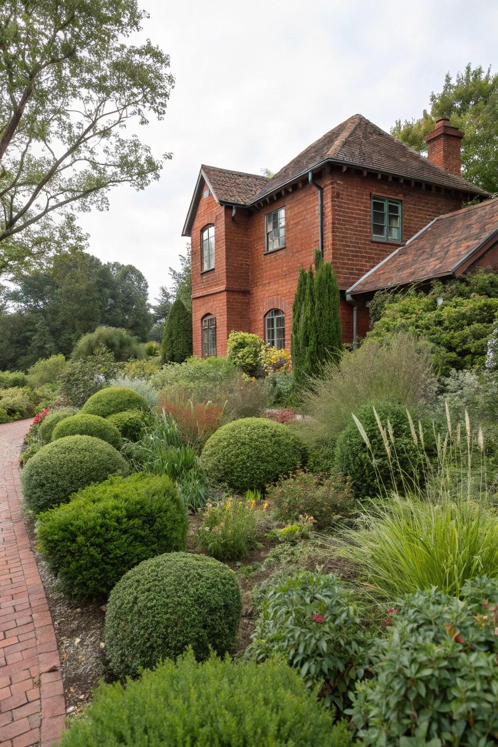 A variety of plant shapes adds visual interest and depth.