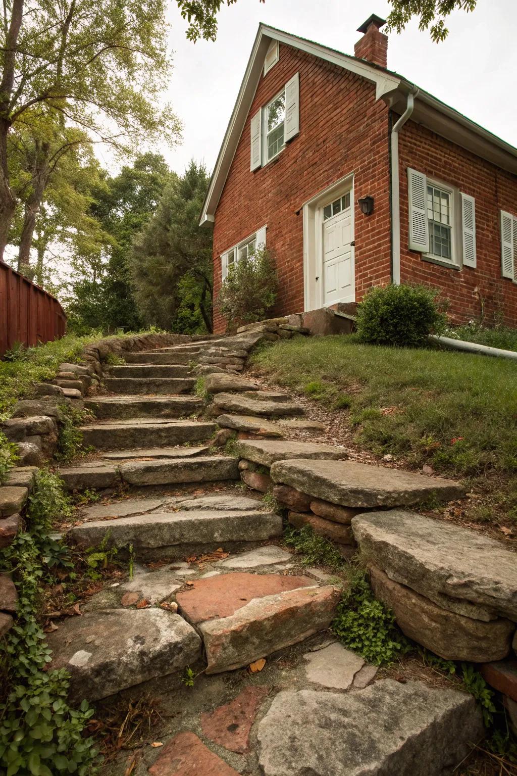 Natural stone elements add rustic charm and elegance.