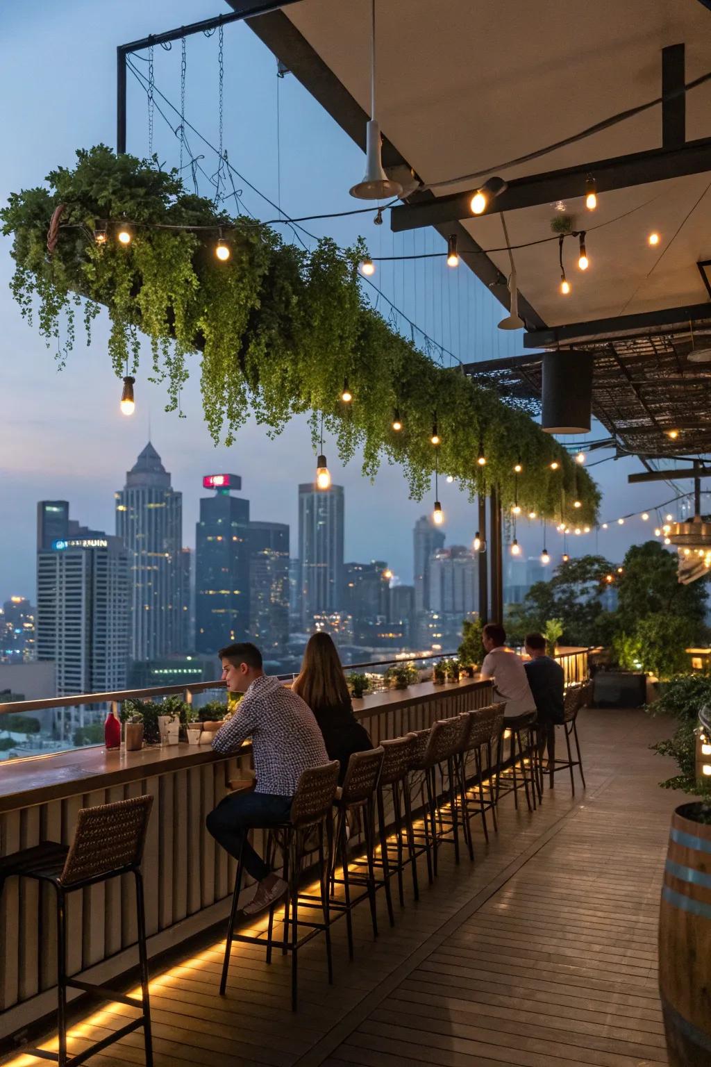 High top seating adds a stylish and social element.