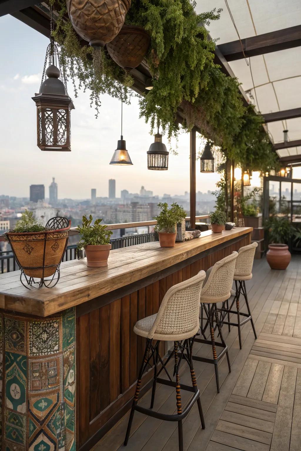 Add warmth with a charming rustic wooden counter.