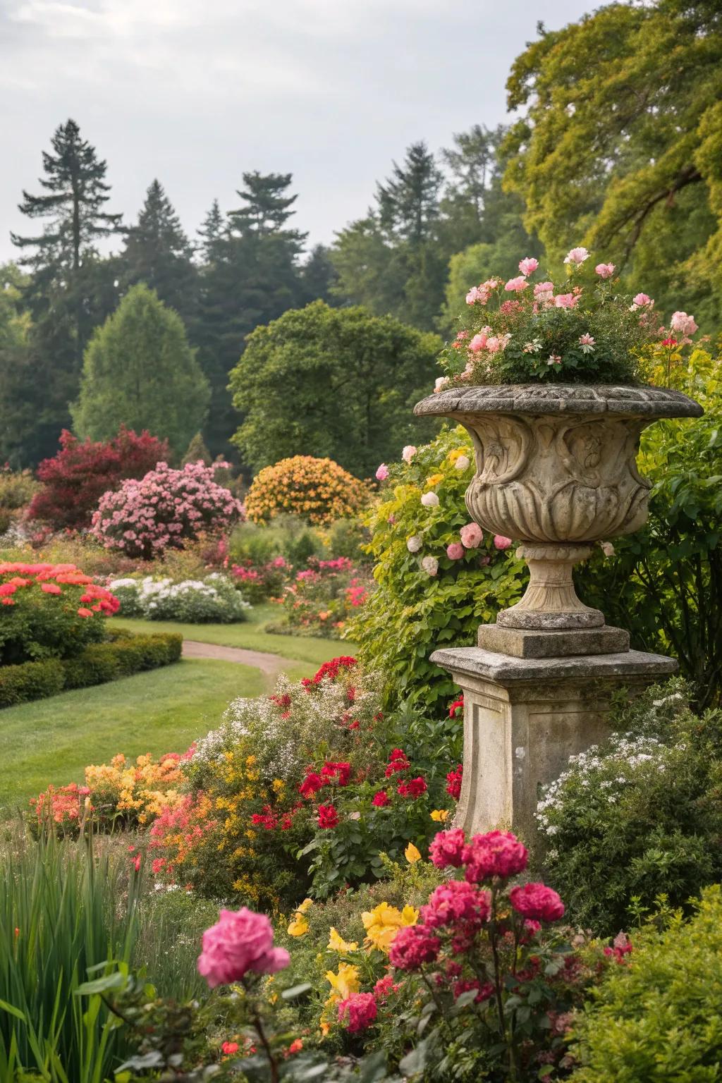 Decorative elements adding personality to the garden.