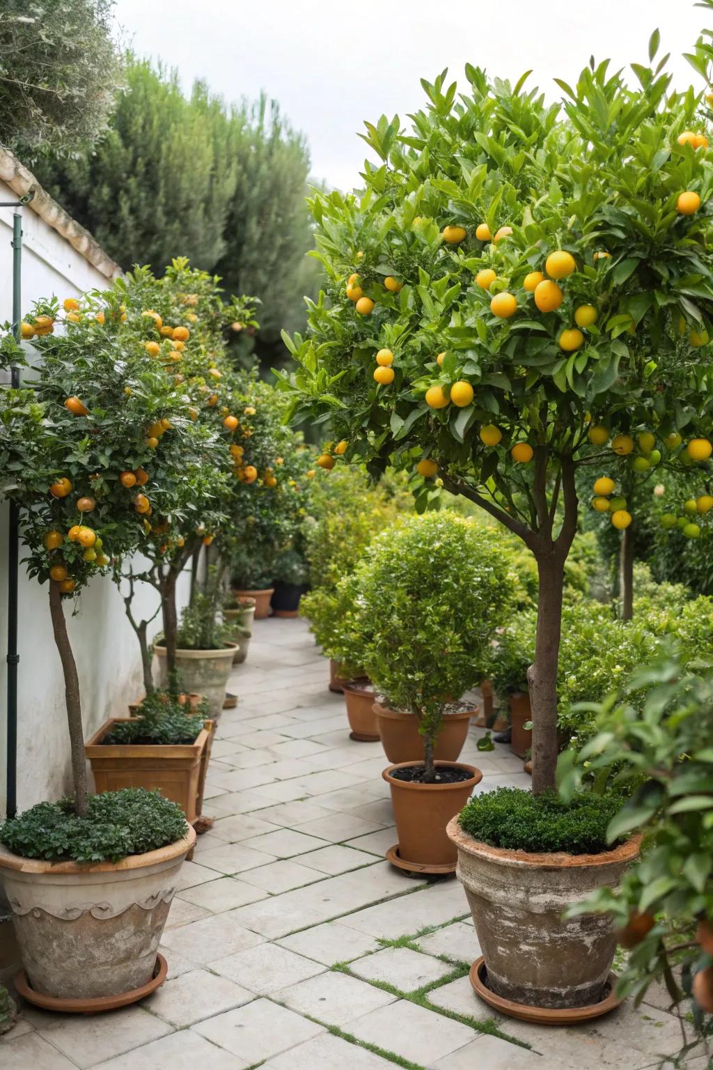 Dwarf citrus trees bring vibrant beauty to small spaces.