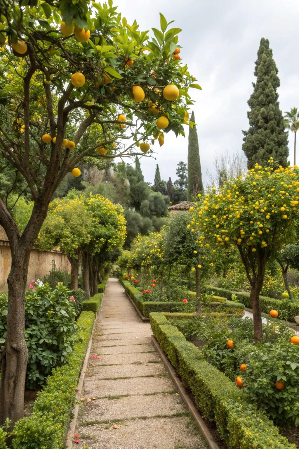 Citrus trees serve as beautiful, natural dividers.