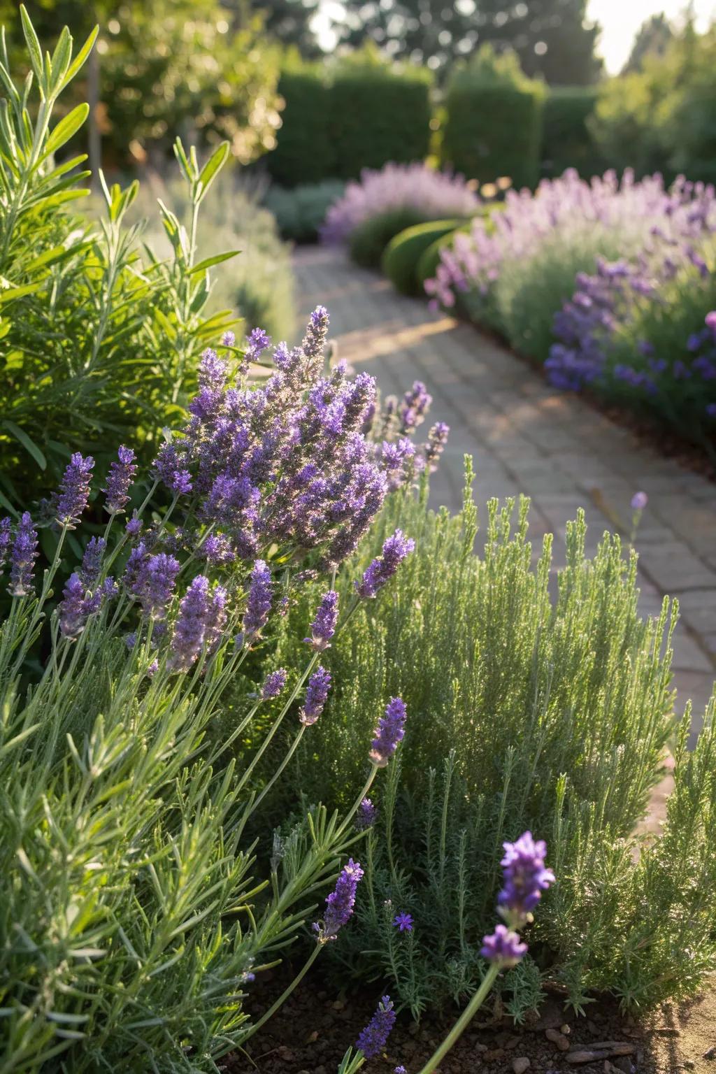 Lavender and rosemary add beauty and scent with minimal water.