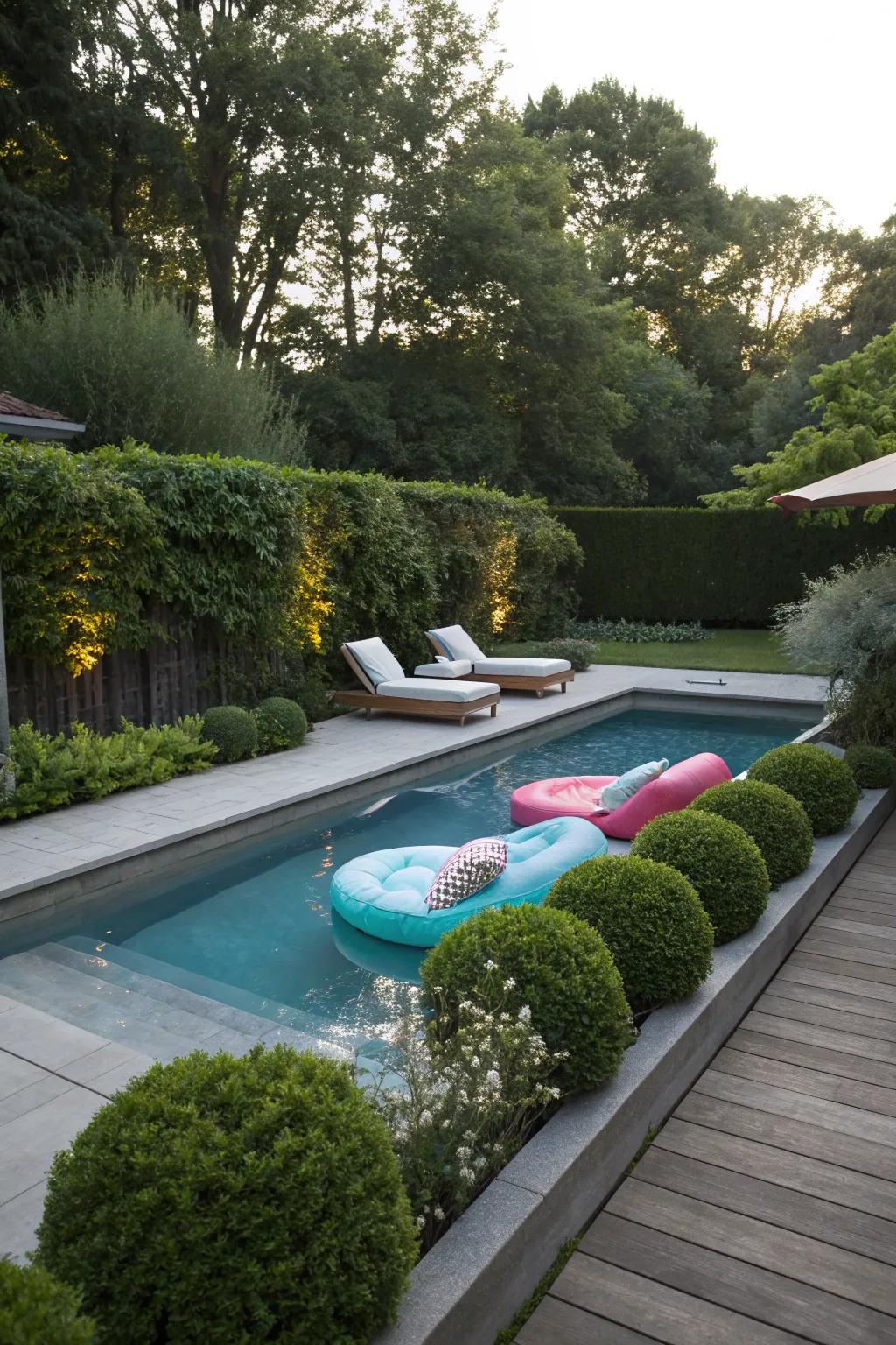 Relax in style with floating loungers in your pool.