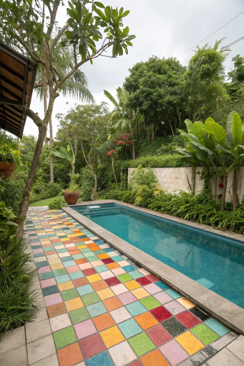 Add vibrancy to your pool with colorful tiling.