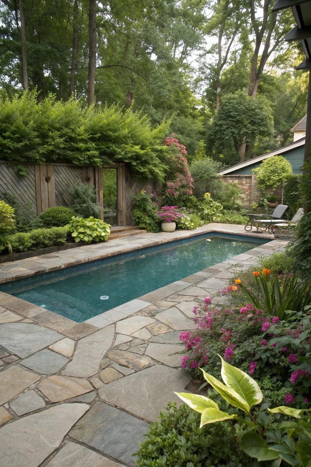 Enhance your pool's aesthetic with natural stone decking.