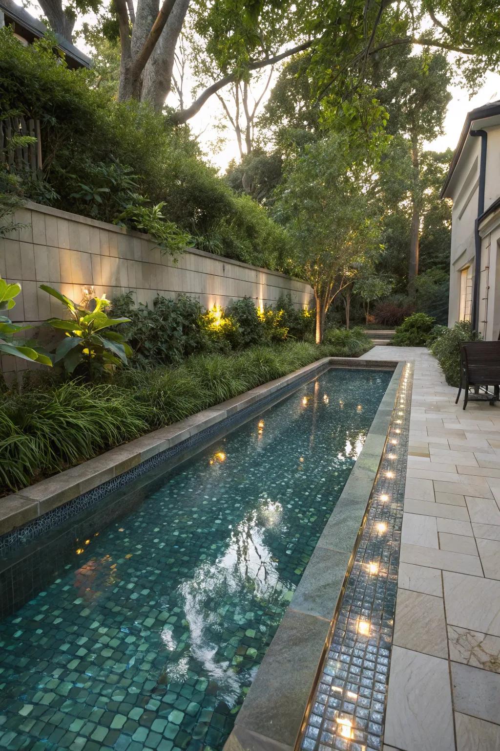 Shine bright with reflective glass tiles in your pool.