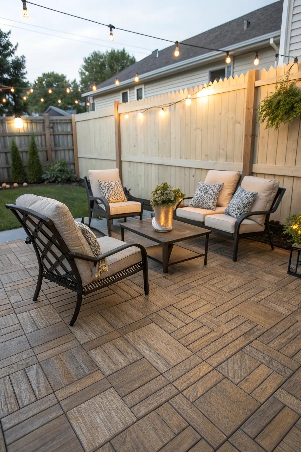 Wood-look tiles provide warmth and style without the maintenance.