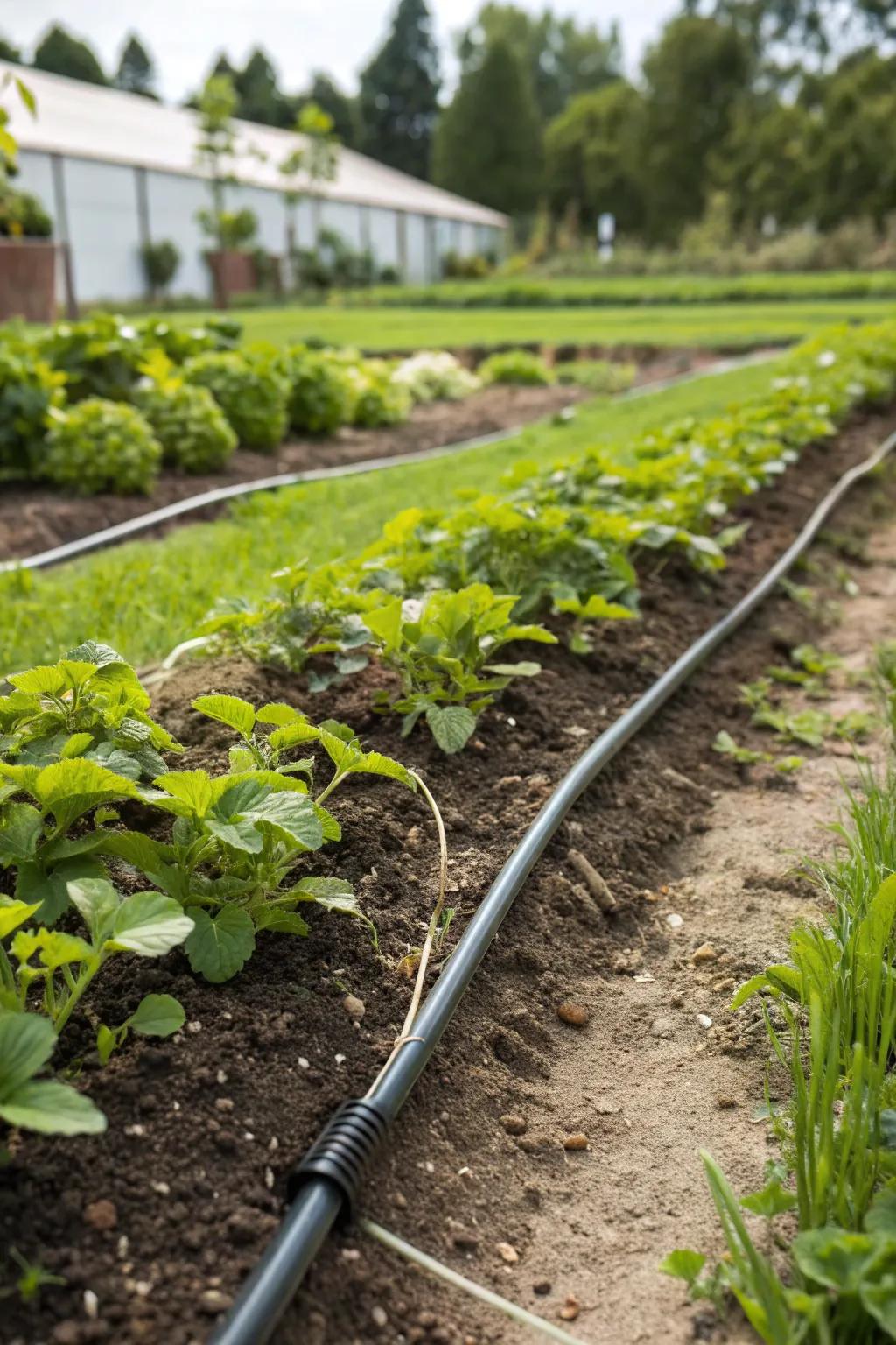 Drip irrigation systems efficiently water your plants, saving time and resources.