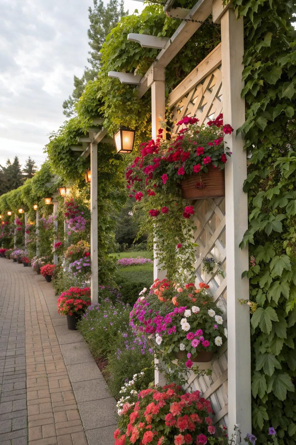 Vertical elements like trellises save space and add visual interest.